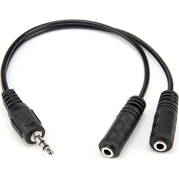 Rocstor Premium Slim Stereo Splitter Cable - 3.5mm Male to 2x 3.5mm Female - 1 x Mini-phone Male Stereo Audio - 2 x Mini-phone Female Stereo Audio - Nickel-plated Connectors - Black Cable 3.5mm TO 2x3.5mm M-F