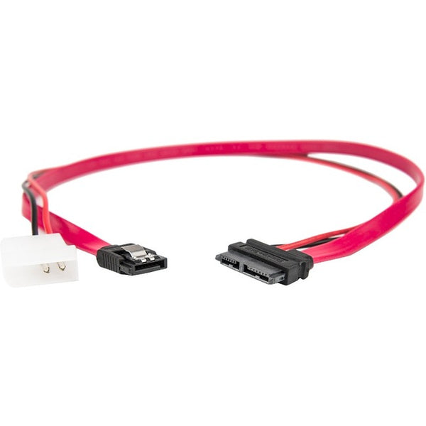 Rocstor Premium 20in - 50cm Slimline SATA to SATA with LP4 Power Cable Adapter - 20 W- LP4 Power Cable Adapter - Red
