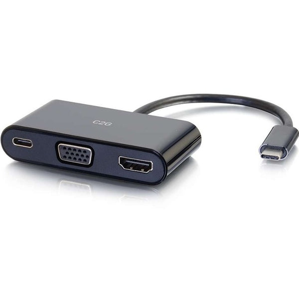 C2G USB C to HDMI and VGA Multiport Adapter with Power Delivery - American Tech Depot
