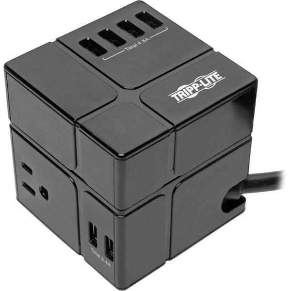 Tripp Lite Surge Protector Power Cube 3-Outlet 6 USB-A 7.2A 6ft Cord Black - American Tech Depot