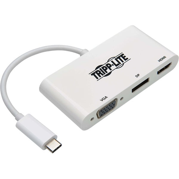 Tripp Lite USB C to HDMI DisplayPort VGA Multiport Adapter 4K USB Type C White - American Tech Depot
