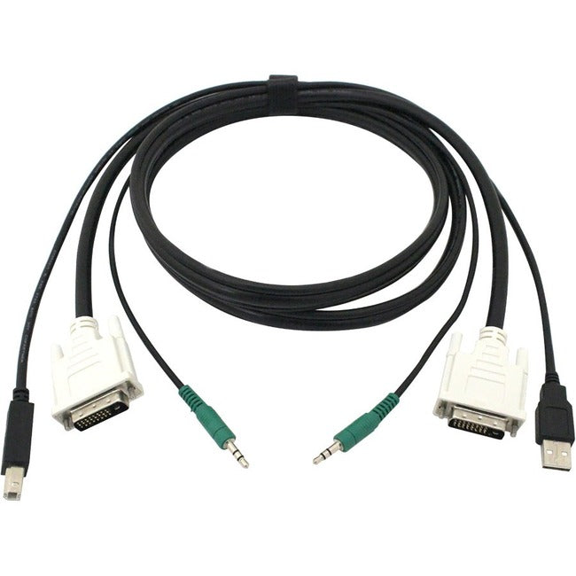 Black Box Secure DVI KVM Cable - USB A-B, 3.5mm Audio, 10-ft. - American Tech Depot