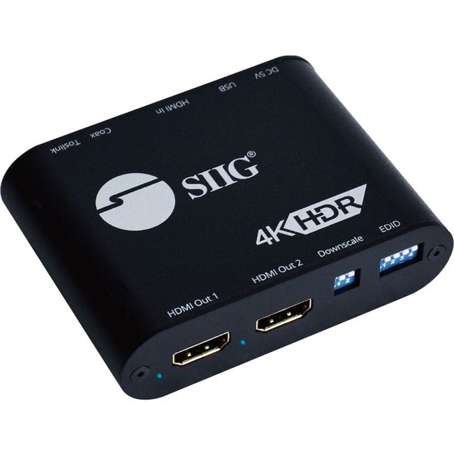SIIG 1x2 HDMI 2.0 4k Splitter with Audio Extractor - Auto Scaling & EDID Management