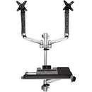 StarTech.com Wall Mount Workstation - Foldable Ergonomic Standing Desk - Height Adjustable Dual 30" VESA Monitor Arm & Keyboard-Mouse Tray