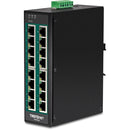 TRENDnet 16-Port Hardened Industrial Unmanaged Gigabit 10-100-1000Mbps DIN-Rail Switch w- 16 Gigabit PoE+ Ports; Lifetime Protection; TI-PG160