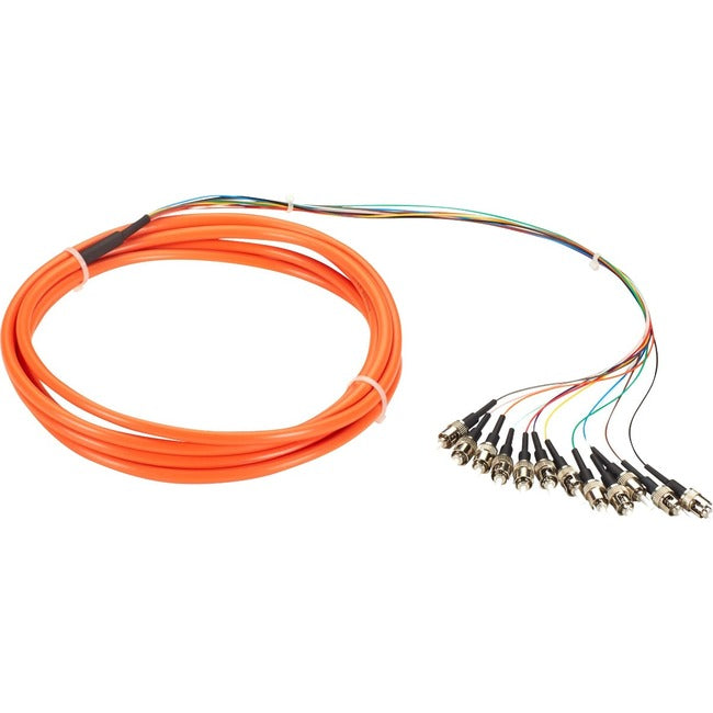 Black Box 3m ST OM1 62.5-Micron MM Fiber Pigtail 12-Strand OFNR PVC Orange