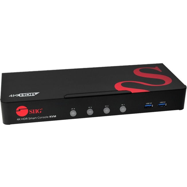 SIIG 4 Port 4K 60HZ HDMI KVM Switch with USB 3.0, Audio, Mic, HDMI 2.0a, HDR
