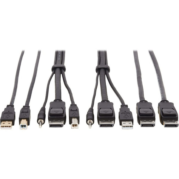 Tripp Lite DisplayPort KVM Cable Kit 4K USB 3.5mm 3xM-3xM USB MM DP MM 6ft - American Tech Depot