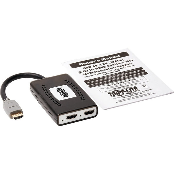 Tripp Lite 2-Port HDMI Splitter - HDMI 2.0, 4K @ 60 Hz, 4:4:4, Multi-Resolution Support, HDR, HDCP 2.2, USB Powered, TAA - American Tech Depot