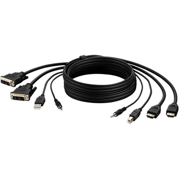 Belkin Dual DVI to HDMI High Retention + USB A-B + Audio Passive Combo KVM Cable