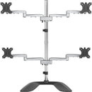 StarTech.com Quad Monitor Stand - Desktop VESA 4 Monitor Arm up to 32" Screens - Ergonomic Articulating Pole Mount - Adjustable - Silver