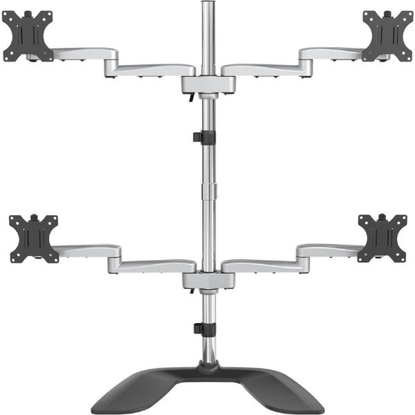 StarTech.com Quad Monitor Stand - Desktop VESA 4 Monitor Arm up to 32" Screens - Ergonomic Articulating Pole Mount - Adjustable - Silver