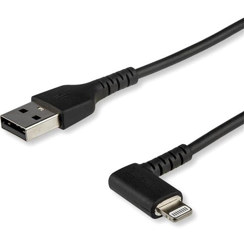 StarTech.com 2m USB A to Lightning Cable iPhone iPad Durable Right Angled 90 Degree Black Charger Cord w-Aramid Fiber Apple MFI Certified - American Tech Depot
