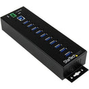 StarTech.com 10 Port USB Hub w- Power Adapter - Metal Industrial USB 3.0 Data Hub - Din Rail, Wall & Desk Mount USB 3.1 Gen 1 5Gbps Hub - American Tech Depot