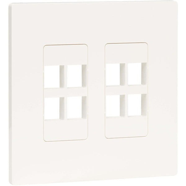 Tripp Lite 8-Port Keystone Double-Gang Faceplate, White, TAA - American Tech Depot