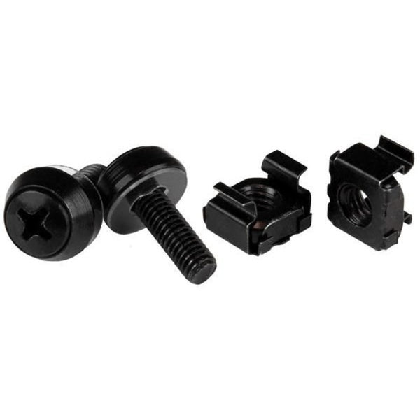 StarTech.com 50pc 10-32 Server Rack Cage Nuts and Screws w-Washers - Network-IT Rack Mount Hardware Kit - Clip-Captive Nuts & Bolts Black