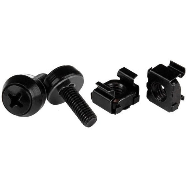 StarTech.com 50pc 10-32 Server Rack Cage Nuts and Screws w-Washers - Network-IT Rack Mount Hardware Kit - Clip-Captive Nuts & Bolts Black