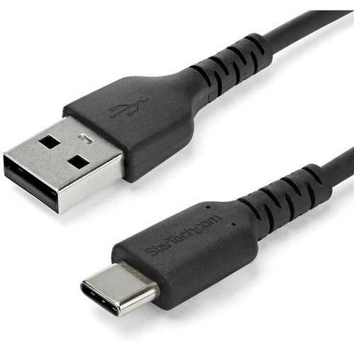 StarTech.com 1m USB A to USB C Charging Cable - Durable Fast Charge & Sync USB 2.0 to USB Type C Data Cord - Aramid Fiber M-M 60W Black - American Tech Depot
