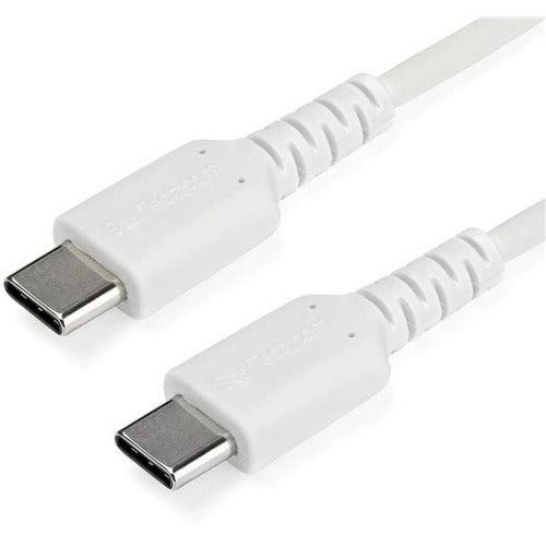 StarTech.com 2m USB C Charging Cable - Durable Fast Charge & Sync USB 3.1 Type C to C Charger Cord - TPE Jacket Aramid Fiber M-M 60W White - American Tech Depot