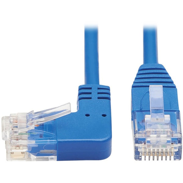 Tripp Lite Cat6 Ethernet Cable Left Angled UTP Slim Molded M-M Blue 1ft - American Tech Depot