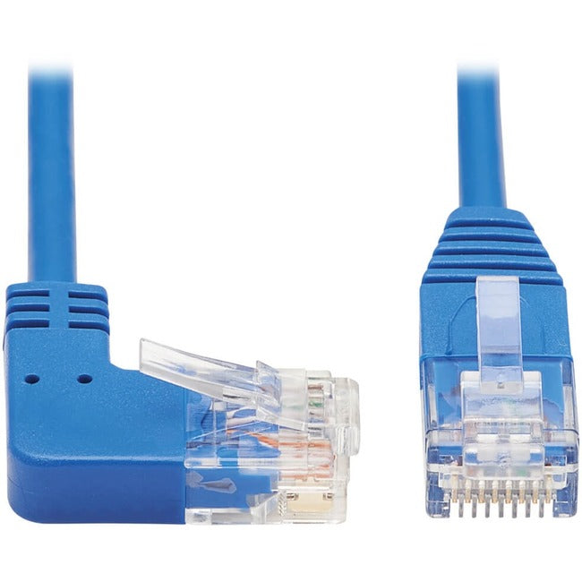 Tripp Lite Cat6 Ethernet Cable Right Angled UTP Slim Molded M-M Blue 10ft - American Tech Depot