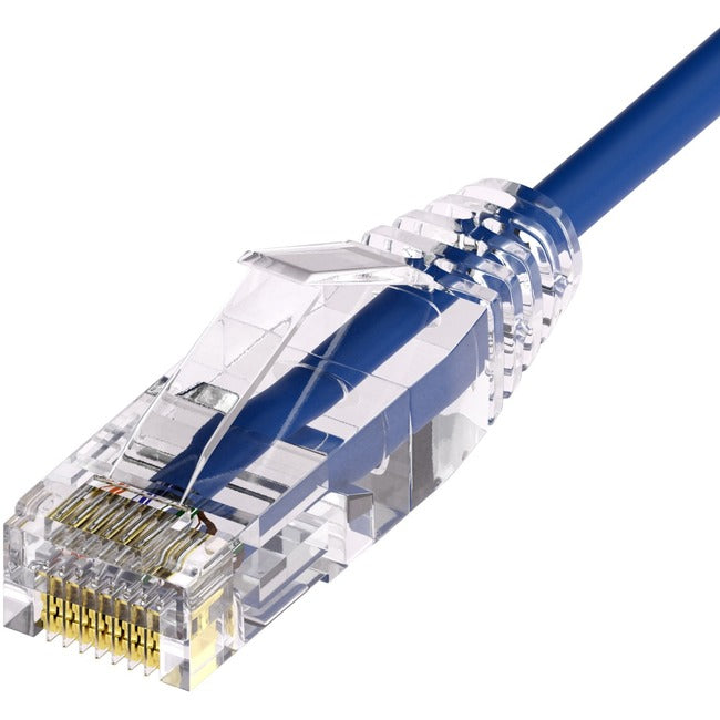 Unirise Clearfit Slim™ Cat6A 28AWG Patch Cable, Snagless, Blue, 1ft - American Tech Depot