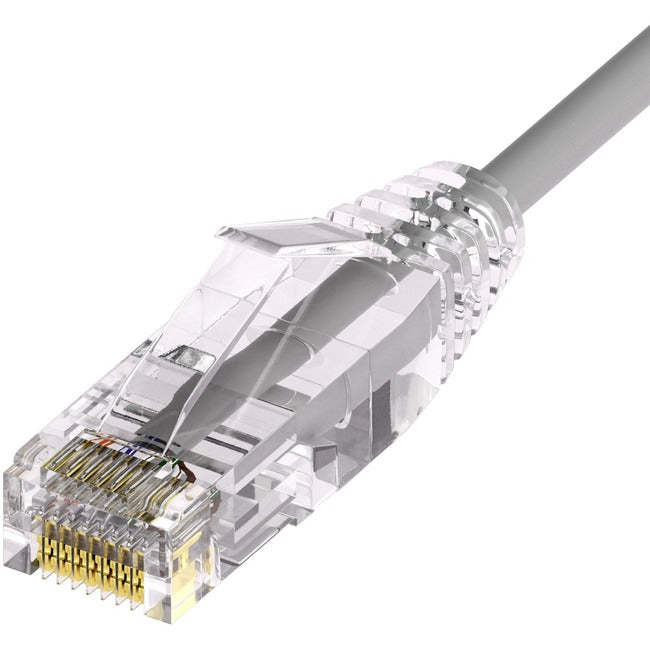 Unirise Clearfit Slim™ Cat6A 28AWG Patch Cable, Snagless, Gray, 1ft - American Tech Depot