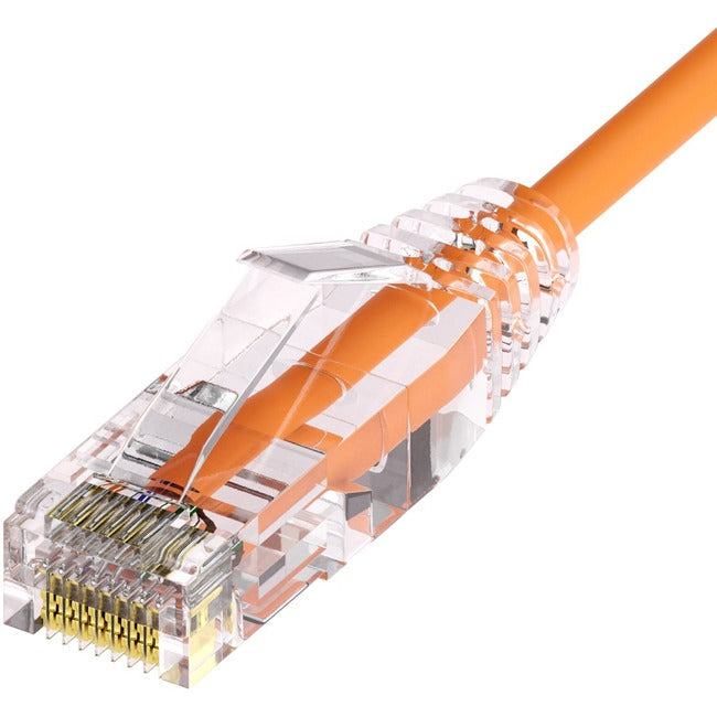 Unirise Clearfit Slim™ Cat6A 28AWG Patch Cable, Snagless, Orange, 1ft - American Tech Depot