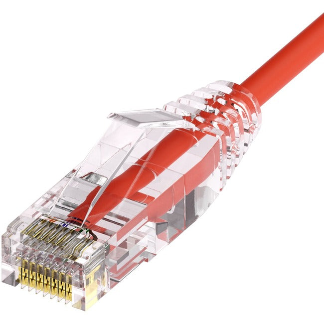 Unirise Clearfit Slim™ Cat6A 28AWG Patch Cable, Snagless, Red, 1ft - American Tech Depot