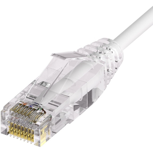 Unirise Clearfit Slim™ Cat6A 28AWG Patch Cable, Snagless, White, 1ft - American Tech Depot