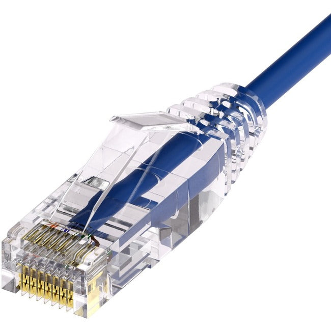 Unirise Clearfit Slim™ Cat6A 28AWG Patch Cable, Snagless, Blue, 2ft - American Tech Depot