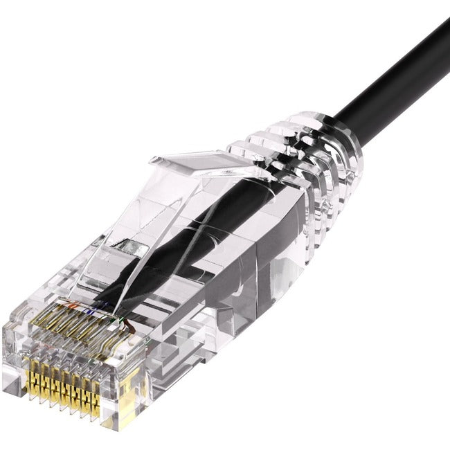 Unirise Clearfit Slim™ Cat6A 28AWG Patch Cable, Snagless, Black, 8ft - American Tech Depot