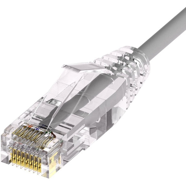 Unirise Clearfit Slim™ Cat6A 28AWG Patch Cable, Snagless, Gray, 8ft - American Tech Depot