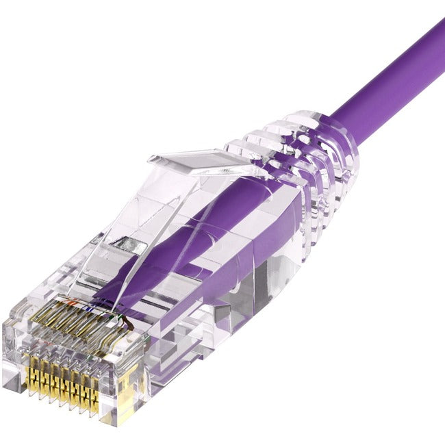 Unirise Clearfit Slim™ Cat6A 28AWG Patch Cable, Snagless, Purple, 15ft - American Tech Depot