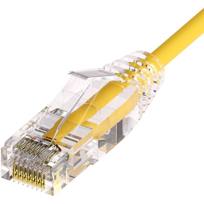 Unirise Clearfit Slim™ Cat6A 28AWG Patch Cable, Snagless, Yellow, 20ft - American Tech Depot