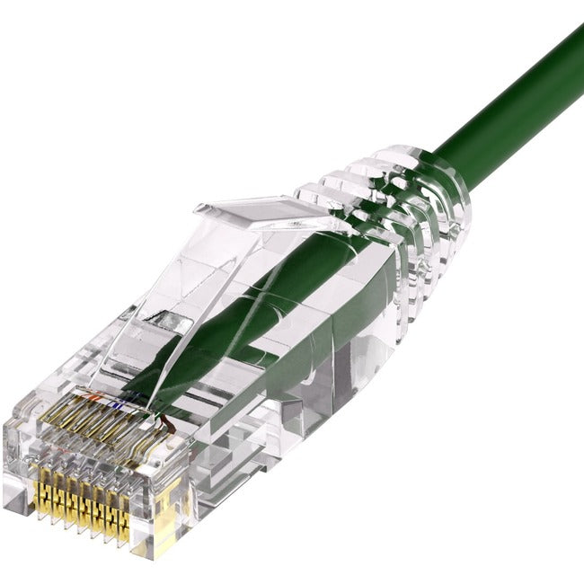 Unirise Clearfit Slim™ Cat6A 28AWG Patch Cable, Snagless, Green, 25ft - American Tech Depot