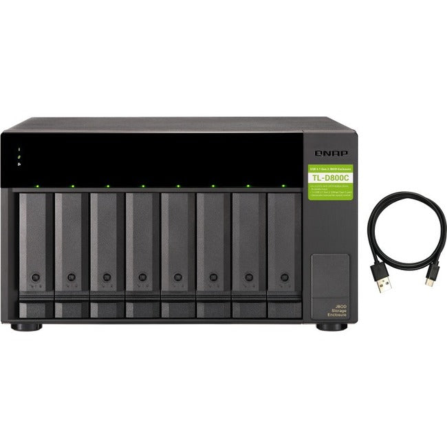 QNAP TL-D800C Drive Enclosure SATA-600 - USB 3.2 (Gen 2) Type C Host Interface Tower
