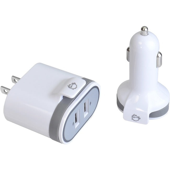 SIIG Fast Charging USB Wall Charger & Car Charger Bundle Pack - White - American Tech Depot