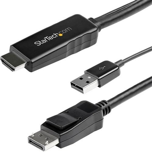 StarTech.com 2m (6ft) HDMI to DisplayPort Cable 4K 30Hz - Active HDMI 1.4 to DP 1.2 Adapter Cable with Audio - USB Powered Video Converter - American Tech Depot