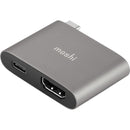 Moshi USB-C to HDMI Adapter with Charging, supports 4K@60Hz and HDR - Titanium Gray - American Tech Depot