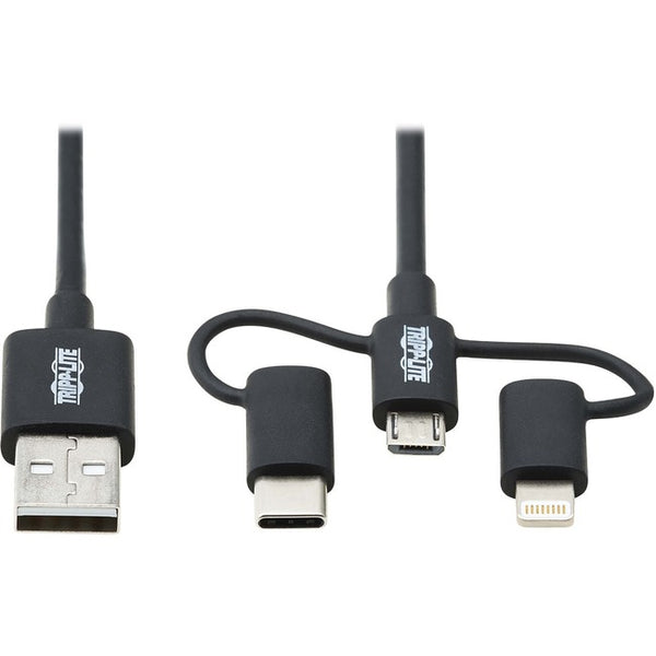 Tripp Lite USB-A to Lightning, USB Micro-B and USB C Sync-Charge Cable Universal 6ft - American Tech Depot