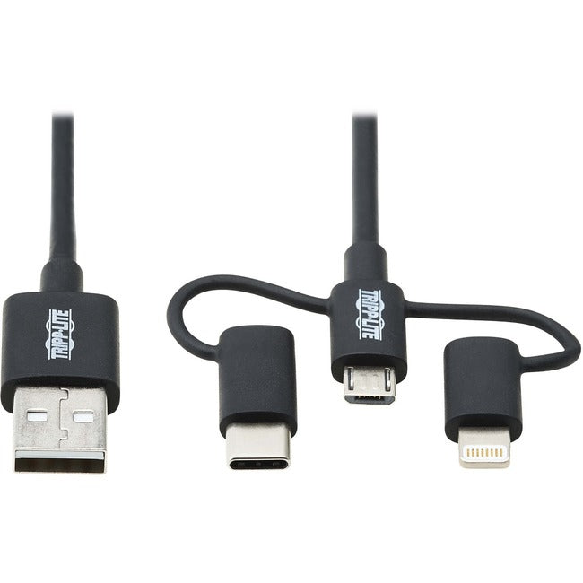 Tripp Lite USB-A to Lightning, USB Micro-B and USB C Sync-Charge Cable Universal 6ft - American Tech Depot