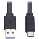 Tripp Lite USB-A to USB C Cable Flat USB 2.0 M-M Thunderbolt 3 Black 3ft - American Tech Depot