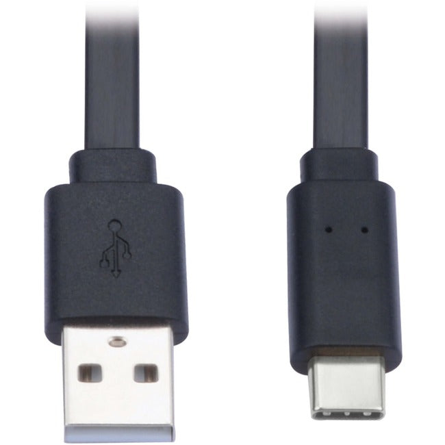 Tripp Lite USB-A to USB C Cable Flat USB 2.0 M-M Thunderbolt 3 Black 3ft - American Tech Depot