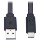 Tripp Lite USB-A to USB C Cable Flat USB 2.0 M-M Thunderbolt 3 Black 6ft - American Tech Depot