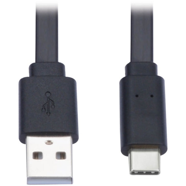 Tripp Lite USB-A to USB C Cable Flat USB 2.0 M-M Thunderbolt 3 Black 6ft - American Tech Depot