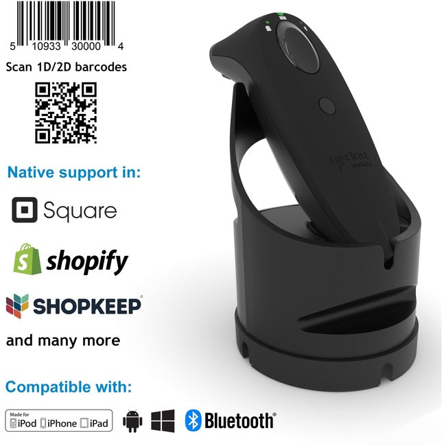 Socket Mobile SocketScan® S740, Universal Barcode Scanner, Black & Black Dock