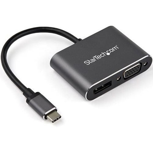 StarTech.com USB C Multiport Video Adapter - USB-C to 4K 60Hz DisplayPort 1.2 HBR2 HDR or 1080p VGA Monitor Adapter - USB Type-C 2-in-1 - American Tech Depot