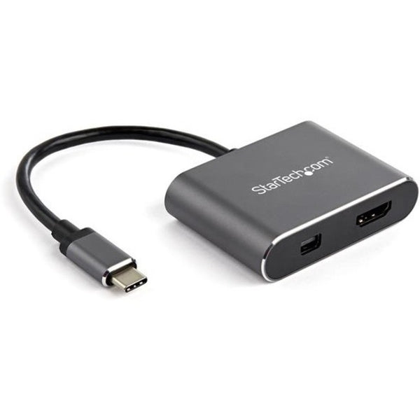 StarTech.com USB C Multiport Video Adapter - 4K 60Hz USB-C to HDMI 2.0 or Mini DisplayPort 1.2 Monitor Display Adapter - HBR2 HDR - American Tech Depot