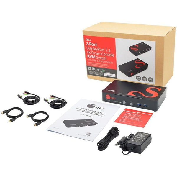 2 Port 4K 60HZ DisplayPort 1.2 KVM Switch with USB 3.0 and Multi-Media ports